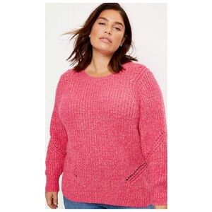 Ann Taylor LOFT Chunky Cable Knit Crewneck Pullover Sweater Pink 20/22